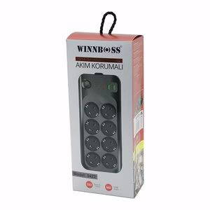 WINNBOSS-3422 TERMAL AKIM & KISA DEVRE KORUMALI (8Lİ PRİZ) (2+2 USB-TYPE-C) (2MT) (ANAHTARLI) UZATMA KABLO (16A & 4000W)*30