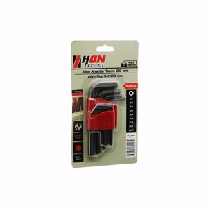 HON ( 9PCS ) ( SİYAH ) ( KISA & DÜZ ) ( 120MM ) ALYAN ( ALLEN ) ANAHTAR TAKIMI ( BRKT-702279 )*30