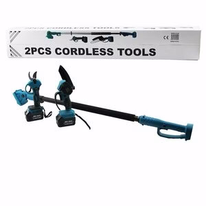 BN-5 CORDLESS TOOLS LTJ-6A ZZ-01 (2 PCS SET) (6") (BUDAMA DAL KESME TESTERE=ŞARJLI--YAĞSIZ & ZİNCİRLİ + ŞARJLI BAĞ MAKASI ) TELESKOPİK UZAYAN METAL SAP=120--195CM*6