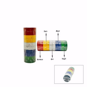 İBİCO İ13-027 ( RENKLİ ) İZOLASYON ELEKTRİK BANTI ( 0.15MMX18MM ) ( 6YDS ) ( MAVİ & SARI & KIRMIZI & BEYAZ & YEŞİL )*10X50