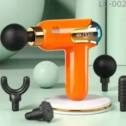 Yeni Nesil Darbeli Titreşimli Şarjlı Sporcu Masaj Tabancası 4 Başlıklı LC-002 (2818)