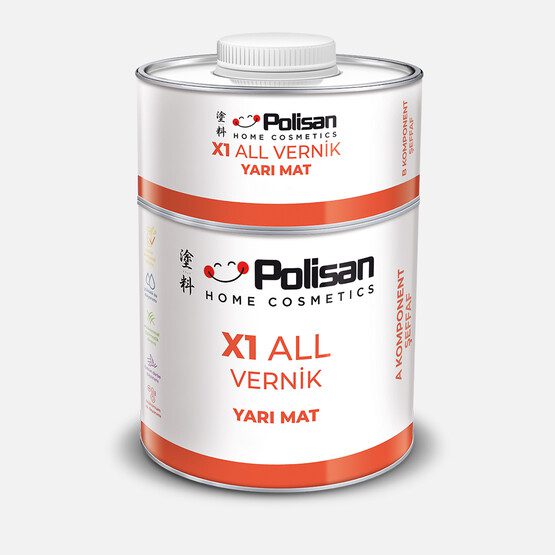 Polisan X1 ALL Vernik  Yarı Mat Şeffaf 0,60L