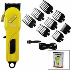 POWERTEC PRO-TR-3000 SAÇ & SAKAL KESME TRAŞ MAKİNESİ ( SARI & SİYAH GÖVDE & USB ŞARJLI GÖSTERGELİ & TARAK AYAR MANDALLI )