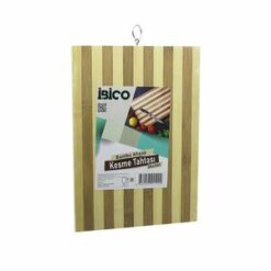 İBİCO İ22-190 ( 24X34 X 1.3CM ) ( BEYAZ ÇİZGİLİ ) ( AHŞAP BAMBU ) KESİM PANOSU & KESME TAHTASI ( METAL KULPLU )