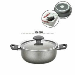 PAPİLLA FRED ( CASSEROLE ) ( 24 CM ) ( DERİN ) ( GRANİT TENCERE ) ( CAM KAPAK ) ( GRİ KIRÇILLI ) ( BRKT-705663 )