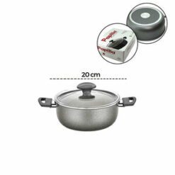 PAPİLLA FRED ( CASSEROLE ) ( 20 CM ) ( DERİN ) ( GRANİT TENCERE ) ( CAM KAPAK ) ( GRİ KIRÇILLI ) ( BRKT-705656 )