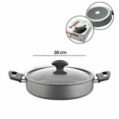 PAPİLLA FRED ( FLAT CASSEROLE ) ( 28 CM ) ( BASIK & KARNIYARIK & KISA ) ( GRANİT TENCERE ) ( CAM KAPAK ) ( GRİ KIRÇILLI ) ( BRKT-705687 )