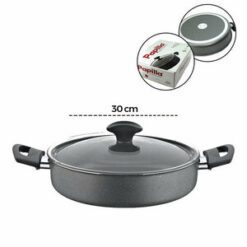 PAPİLLA FRED ( FLAT CASSEROLE ) ( 30 CM ) ( BASIK & KARNIYARIK & KISA ) ( GRANİT TENCERE ) ( CAM KAPAK ) ( GRİ KIRÇILLI ) ( BRKT-706127)
