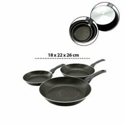 PAPİLLA ( RAGNAR ) ( 3PCS SET ) ( 18-22-26 CM ) ( TEFLON ) TAVA ( TEK SAPLI ) ( DIŞ TEFLON & İÇ TEFLON + KIRÇIL )