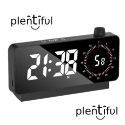 Plentiful  Aynalı Led Ekranlı Saat ,Elektronik Masaüstü Çalar Saat, Çift Dijital Çalar Saat, Başucu Ofisi Için Geri Sayımlı Kompakt Sıcaklık Göstergesi