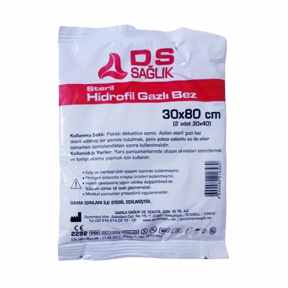 DS Hidrofil Steril Gazlı Bez 30cm*80cm