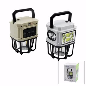 HELLOCLOUD HC-7677B (3İN1= 2-LED FENER & COB LED & 1-RUSTİK AMPUL ) KAMP & BAHÇE FENER (SOLAR & ŞARJLI) (POWERBANK)*60